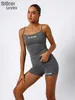 Women's Tracksuits Sexy Shorts Suit European And American Style Suspenders Low Cut Backless Vest Top Paired With Regular