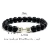 Strands New Dumbbells Bracelets Bead Fashion Natural Fit Life Black Stone Beaded Bracelet For Men's Energy GYM Barbell Jewelry Gifts