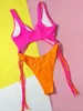 Dames badkleding één stuk zwempak sexy vrouwelijke splicing cross dames uitgesneden bad strandaccessoires zwempak slijtage bather