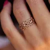 Banden Huitan Rose Gold kleur Bloemvinger Ringen voor vrouwen Romantisch trouwfeest Vingeraccessoires Verjaardagsgeschenkverklaring Sieraden