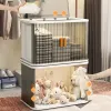 Bins Three Doors Foldable Storage Box Desktop Skincare Product Storages Rack Stackable Storage Rack Kitchen Dustproof Sorting Cabinet