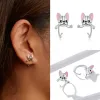 Earrings WOSTU 925 Sterling Silver Animal Dog Panda Cat Stud Earrings For Women Wedding Fashion Earrings Original Silver 925 Jewelry