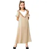 الملابس العرقية الأطفال الصيفية الفتيات تنانير زهرة حافة قصيرة الأكمام دبي العربية اللباس