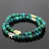 Bracelets de charme 2pcs Animal perlé Bracelet Girl Natural 6 mm Round Phoenix Green Stone Beads Femmes As Lucky Gift