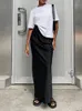 Fashion Satin Black Long Skirt For Women Y2K Spring High Waist Hip Package Skirts Female Casual Loose Skirt Streetwear 240421