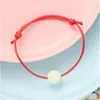 Charmarmband Enkelt rött rep pärla armband justerbar lysande stensträng flätning par för män kvinnor önskar smycken
