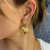 Oorbellen Nieuwe geometrisch eenvoudig minimalisme ronde glanzende goudkleur zilveren kleur dikke metalen hoepel oorbellen voor vrouwen oor dagelijkse slijtage sieraden