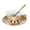 China Bone Coffee Cup and Fatucer Afternoon Tea Simple Lotus Water Hushåll 240418