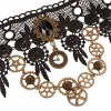 Kolyeler Yakalar Seksi Gotik Chokers Crystal Dişli Zinciri Siyah Dantel Boyun Ceza Kolye Vintage Kadın Chocker Steampunk Takı