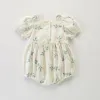 One-Pieces Summer baby girls fashion embroidery bodysuits little princess square collar dress