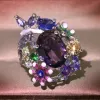 Define Baoshina Luxury Purple Flower Zircon Butterfly Jóias de casamento Conjunto para Women Grils Brincos Acessórios para anel Jóias femininas