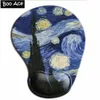 Muisblokken Pols Rustt Starry Sky Sky Patroon 3D muisblokken met siliconengelpolsteun gaming gaming mousepads 2way fabric y240423