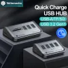 Hubs Yottamaster USB Hub Type C Splitter au lecteur de carte TF / SD USB 3.0 Gen2 5 Gbps Station d'accueil Adaptop Adaptateur PC ACCESSOIRES