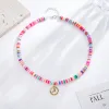 Collane Zclcdsel perle colorate argilla collana a ciondolo per collo iniziale per donne fatte a mano Boho Letter Chokker Nebrace Regali