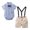 Kleidungssets 0-24M Baby Boy Hemd Bow Set Geburtstag formeller Anzug Sommergeborener Jungen Kleidung Blau Top Hosendosen Outfit