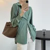 Camicette femminili ragazze di qualità dolce camicia a doppio petto Donne Spring Autunno Sleeve Long Long Up Streetwear Khaki Blue Casual