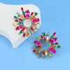 Studörhängen Trendiga metall Multicolor Rhinestone Sunflower Big Wedding Party Creative Jewelry 2024 Kvinnors charmtillbehör