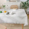 Instagram Style White Cotton Linen Tablecloth Tea Table Nordic Light Luxury High-end Rectangular Tabletop Round Cloth Cover