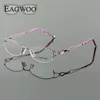 Metel Alloy Gelgasses Half Rim Optical Frame Recept Women Spectacle Reading Myopia Flower Eye Glasses Purple Blue 52223 240416