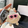 سلاسل المفاتيح 2024 لطيف rex fur keychain fluffy pom car keyring women bag bendant little briquette gift pompom key chain gxy245