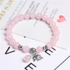 STRANDS Trendy Rose Quartzs Bracelet Pink Crystal kralenarmbanden Stretch Natural Stone Charms Bangles Helende vrouwen sieraden reiki cadeau