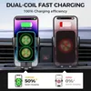 Celular Mounds suports Joyroom 15W Dual Bobil Car Chop Telder Automatic Fast Wireless Charger Titular Montante do carro para iPhone Galaxy Y240423