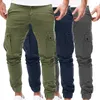 Мужские штаны Террифи Мужские Мужчины талия Многократные карманы пробегают брюки для кожи, удобная уличная одежда осень для ежедневной одежды