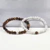 Strands Hot 2pcs/set 7 Style Couples Distance Bracelet Classic Natural Stone White And Black Yin Yang Yoga Beaded Bracelet for Men Women