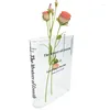 Vasi Clear Book Vase Flower Vase Cute Modern Transparent Bookshelf Decor per disposizione floreale Desktop Ornament Regalo di matrimonio