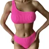 Nieuw zwempak enkele schouderbikini dames multi-kleuren split driehoekige broek bikini speciaal stof sub zwempak