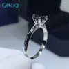 Cluster Rings GIAOQI Genuine 10K White Gold 1 Round Pefect Cut Diamond Passed Black Moissanite Ring For Female Princess Jewelry