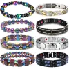 Bracelets homens homens pulseiras perda de peso hematita terapia magnética de terapia de pulseira de drenagem linfona de desintoxicação de desintoxica