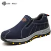 Stivali uomini lavorano scarpe di sicurezza in pelle in acciaio cuoio slip-on slip-on traspirante esterno a prova di foratura più dimensioni 37-46