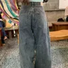 Женские джинсы Qweek Harajuku Vintage Freight Jeans Женщины очень большие y2k Grunge Black Pocket Denim Pant