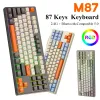 Tangentbord BluetoothCompatible Gaming Keyboard 87 Keys Trådlöst tangentbord Trådlöst 2.4G RGB Lighting Effect Silent Typec för Laptop Tablet