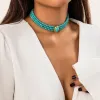 Halsketten Purui Elegante Imitation Perlen Halskette Mehrschichtige handgefertigte Strangperlen Naturstein CHOKER FRAUEN JUDELLY NACKEI Kette