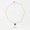 Korean Version Fashion and Temperament New Bag K Necklace Women's Color Gold Simple Green Ghost Pendant I Trendy Niche Collarbone Chain Bai Shi Te Li Jewelry