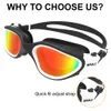 Goggli di nuoto polarizzati per lenti per protezione UV anticuolnamente da uomo Donne Waterproof Regolable Silicone Swim Glasses Adulti 240417