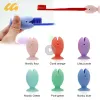 Huvuden Stående tandborstehållare med Suction Cup Portable Tooth Brush Cover Multifunktion Fish Shape Silicone Tandborstehängare