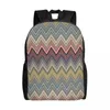 Sac à dos personnalisé Boho Home Men Women Femme Book Book pour l'école Collège chic Résumé Sacs en zigzag géométrique