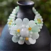 Charmarmband lyxiga smycken Pure Natural Jadeite Armband handstickad Sun Flower Jade Stone For Women Beads Weaving Vintage Ethnic