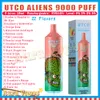 Autentiska UTCO ALIENS 9000 PULDS Disponerbara VAPE 22 Smaker 18 ml Förfylld enhet 850mAh Type-C uppladdningsbart batterimesh-spole 9K E Cigaretter