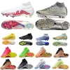 Mens Kids Sapaccer Shoes Cleats Mercurlal Superfiy XXV Silver IX 9 Elite FG Juventude Blasta MBAPPE Cristiano Ronaldo Men luminoso Speed 6 25th Anniversary Football Boot de futebol