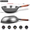 Cast Iron Wok nonstick Pan Chinese For Kitchen Mindre Oil Smoke Induction Cooker Cookware 240415