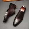 Chaussures habillées hommes authentiques chaussures en cuir lacet up pointues brogrog noir homme de mariage officiel oxford pour