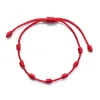 Strängar röda strängarmband för lyckliga 7 knop Justerbara handgjorda DIY -repband för par frirends amulet smycken tillbehör