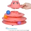 Toys Interactive Cat Tower Tower Tower 3 Livelli TRACCIONE Disco Roller Turtable per Pet Cat Play giochi Kitten Teaser Puzzle Toys Ball Accessori