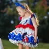 Kindercartoon falbala vlieghuls jurken lolita meisjes polka dots patroon lantaarn jurk zomer kinderen verjaardagsfeestje kleding z7842