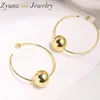 Stud Earrings 5 Pairs Trendy Big Round Ball C Shaped Gold Color Smooth Jewelry Drop Fashion Gift