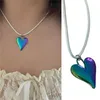 Chains Sweet Cool Colorful Heart Pendant Choker Necklace Y2K Clavicle Chain Jewelry Collar